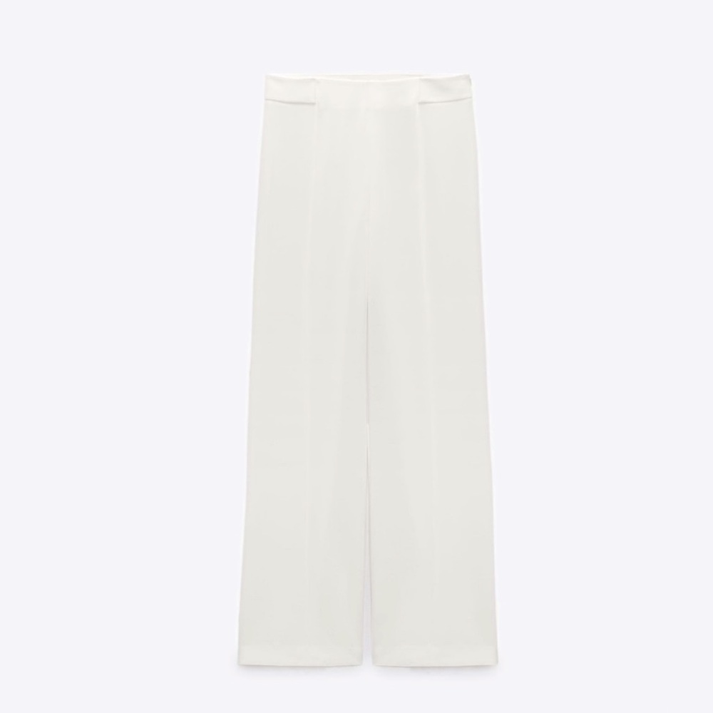 Zara High Waist Regular Fit Pants - White